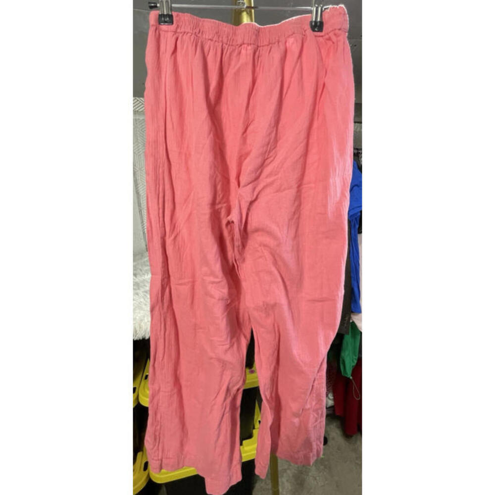Peppermint Bay Coral Pink Palazzo Pants 100% Cotton Tiered Wide Leg Boho Beach S